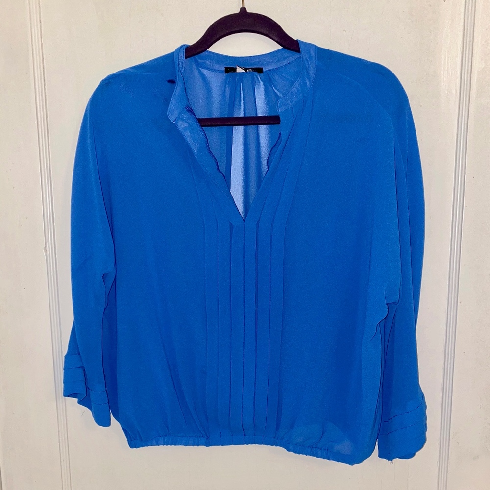 Willi Smith Blue Chiffon Top